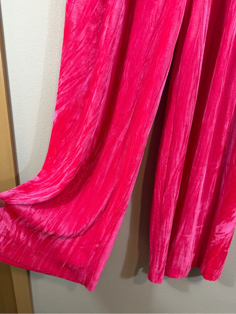 A New Day Pink Crushed Velvet Wide Leg Pants XL High Rise Party Holiday - Picture 2 of 9